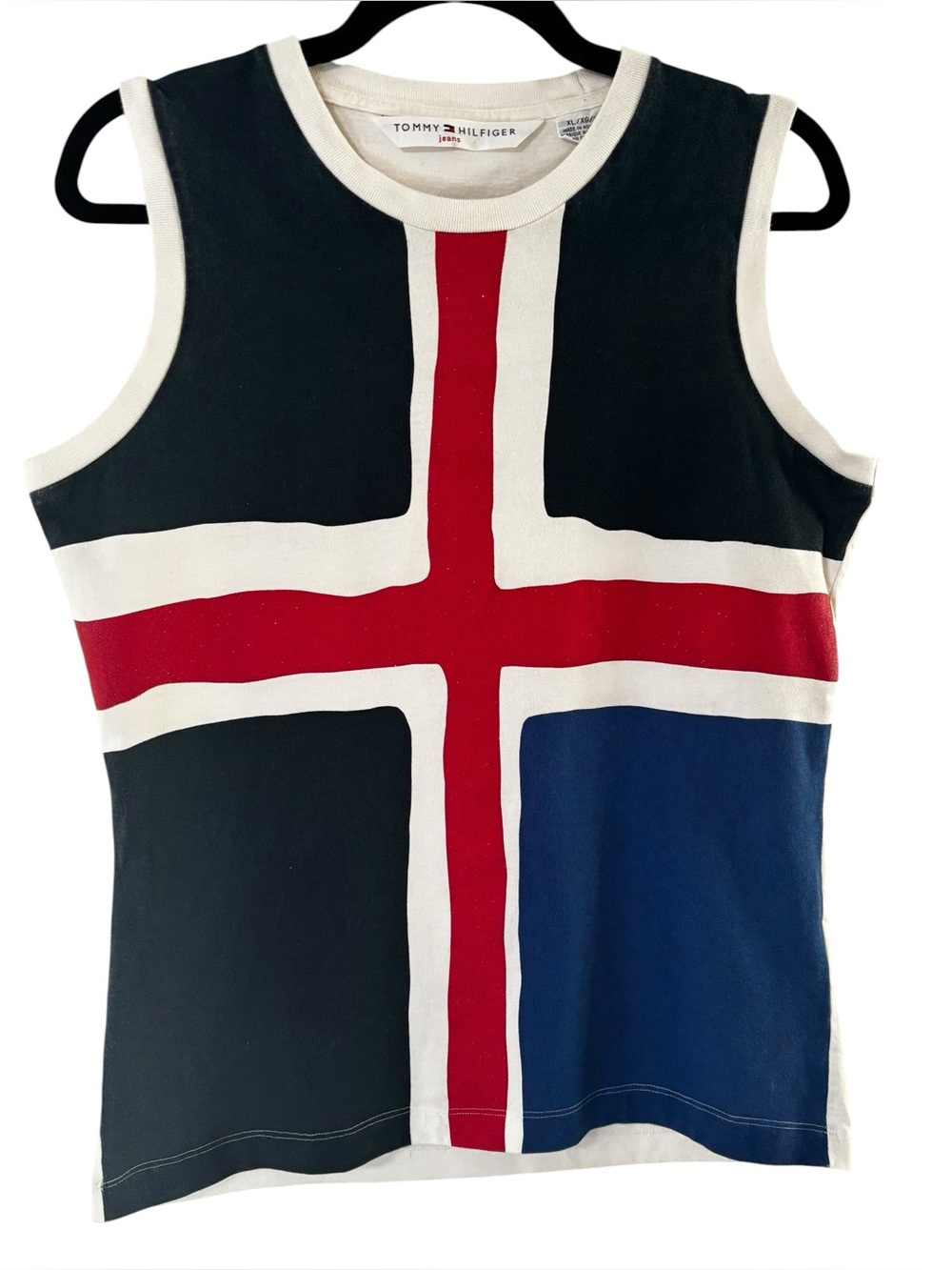 Y2k Tommy Hilfiger Flag Tank Top Size XL  Sleeveless Vintage Logo 2000s Cotton